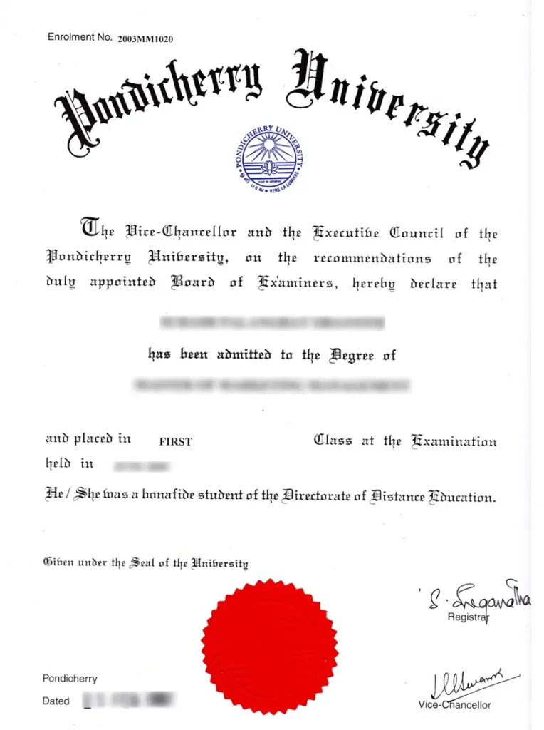 PUDDE Distance Education sample degree